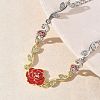 Brass Micro Pave Clear Cubic Zirconia Link Chain Bracelets for Women BJEW-C156-05GP-3