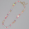 Christmas Theme Glass & Imitaiton Pearl & Brass Heishi Beaded Necklaces GF3195-9-1