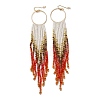 Bohemia Woven Glass Seed Bead Dangle Earrings EJEW-A046-03B-1