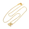 Brass Pave Clear Cubic Zirconia Pendant Box Chain Adjustable Slider Necklaces NJEW-D348-03C-G-4