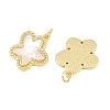 Brass Micro Pave Clear Cubic Zirconia with White Shell Pendants CU-CBA9482-02G-04-2