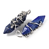 Dyed Natural Lapis Lazuli Double Terminal Pointed Pendants G-C144-03P-08-2