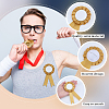 6Pcs 3 Styles Award Ribbon Shape Iron Badge Pins JEWB-CP0001-65-5