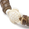 Natural Coconut Disc & Synthetic Turquoise Turtle Beaded Stretch Bracelet for Women BJEW-JB09700-05-3