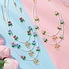 Alloy Bowknot Pendant Tulip Flower Glass Seed Beaded Necklaces for Women NJEW-MZ00148-1