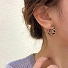 C-Shaped with Leopard Print 925 Sterling Silver Acrylic Stud Earrings FS-WG2B12E-01-2