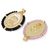 Rack Plating Brass Pave Shell Religion Virgin Mary Pendants KK-U032-01G-C-2