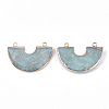 Electroplate Natural Amazonite Semi Circle Pendants G-S344-42C-2