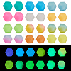  72Pcs 12 Colors  Luminous Hexagon Food Grade Silicone Beads SIL-TA0001-36-12