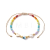 Colorful Glass Seed & Brass Braided Bead Bracelet BJEW-JB10138-01-1