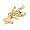 Brass Micro Pave Clear Cubic Zirconia Pendants KK-Z150-22G-01-2