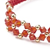 Glass Braided Flower Link Bracelet for Women BJEW-TA00130-03-4