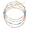 4Pcs 4 Styles Ethnic Style Rainbow Color Square Natural Shell & Glass & Glass Seed Beaded Necklaces for Women BO1499-1-5