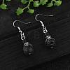 Natural Lava Rock Bead Dangle Earrings EJEW-JE02144-01-5