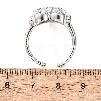Brass Micro Pave Cubic Zirconia Cuff Open Rings RJEW-C153-02P-1