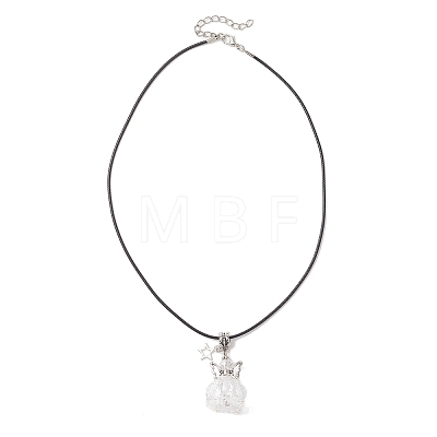 Glass Seed Beaded Star Angel Pendant Black Waxed Cotton Cord Necklaces NJEW-MZ00144-01-1