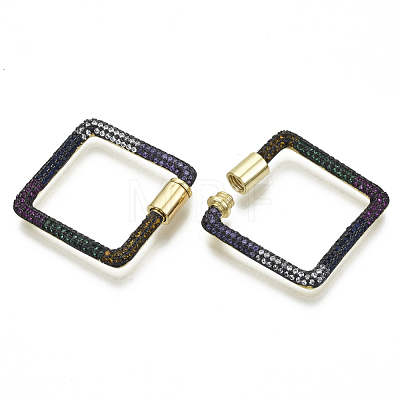 Brass Micro Pave Cubic Zirconia Screw Carabiner Lock Charms ZIRC-N039-012B-NF-1