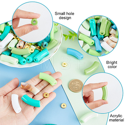 DIY Chunky Curved Tube Stretch Bracelet Making Kit PURS-AR0002-57-1