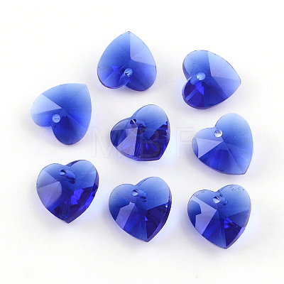 Transparent Glass Heart Pendants GLAA-R082-18-1