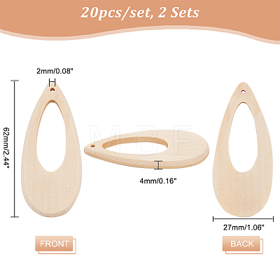   2 Sets Hollow Wooden Big Pendants WOOD-PH0002-28-1