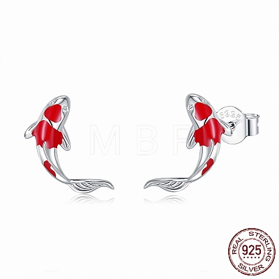 Anti-Tarnish Rhodium Plated 925 Sterling Silver Stud Earrings STER-BB72115-1