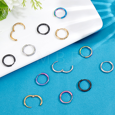 32Pcs 4 Colors Stainless Steel Huggie Hoop Earrings EJEW-PH0001-50-1