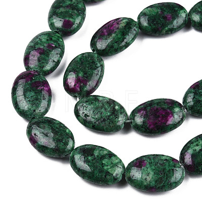 Flat Oval Synthetic Ruby in Zoisite Stone Beads Strands G-S113-29-1