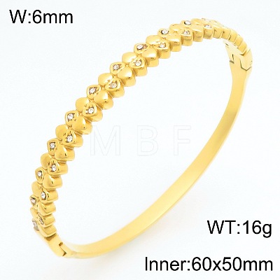 304 Stainless Steel & Crystal Rhinestone Hinged Bangles for Women WGC712A-04-1