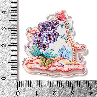 Acrylic Relief Double Side loose Powder Violet Flower Pendants OACR-R263-02C-1