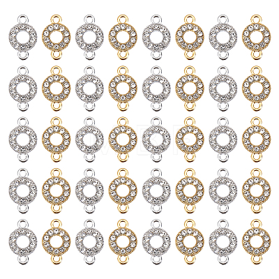 60Pcs 2 Colors Alloy Crystal Rhinestone Connector Charms FIND-PH0038-11B-1