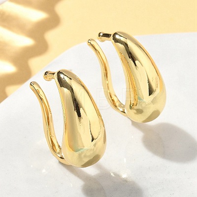 Teardrop Brass Cuff Earrings EJEW-A132-11G-1