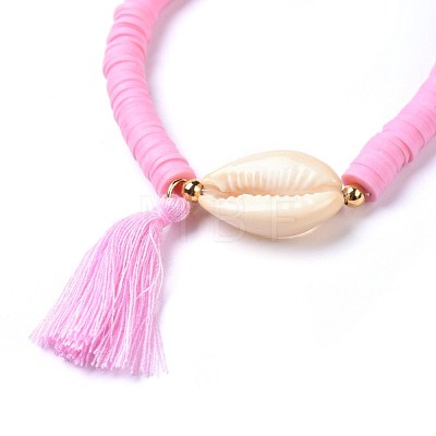 Handmade Polymer Clay Heishi Beads Stretch Bracelets BJEW-JB04250-M-1