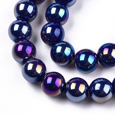 Electroplate Opaque Glass Beads Strands GLAA-T032-P8mm-AB03-1