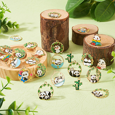  24Pcs 12 Style Alloy Enamel Pendants FIND-TA0002-72-1