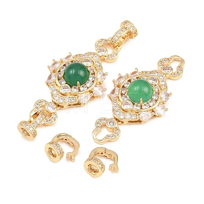 Brass Micro Pave Clear Cubic Zirconia Fold Over Clasps KK-U059-65G-1