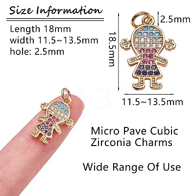 6Pcs 2 Style Brass Micro Pave Cubic Zirconia Pendants KK-SZ0003-86-1
