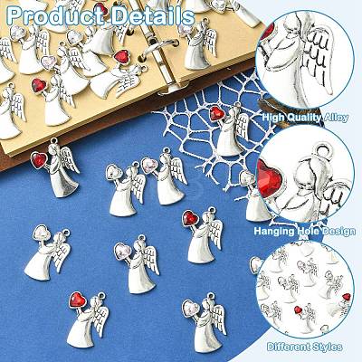 30Pcs 3 Colors Antique Silver Alloy Rhinestone Pendants FIND-CJ0006-07-1