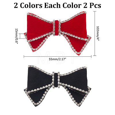 WADORN 4Pcs 2 Colors Rhinestone & Polyester & Iron Shoe Decorations DIY-WR0004-10-1