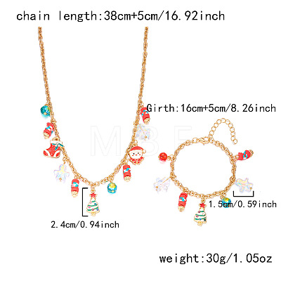 Christmas Alloy & Glass & Plastic & Polymer Clay Pendant Necklaces & Charm Bracelets Sets FS-WG7A63D-01-1