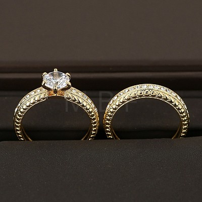 2Pcs Alloy with Crystal Rhinestone Finger Rings for Couple FS-WG6A3A8-07-1