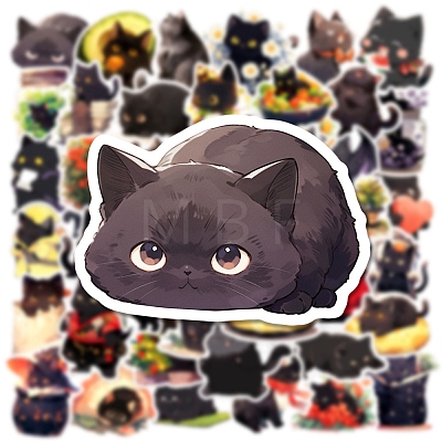 Cat 100Pcs PVC Adhesive Waterproof Stickers Self-Adhesive Stickers PW-WG7DC9D-01-1