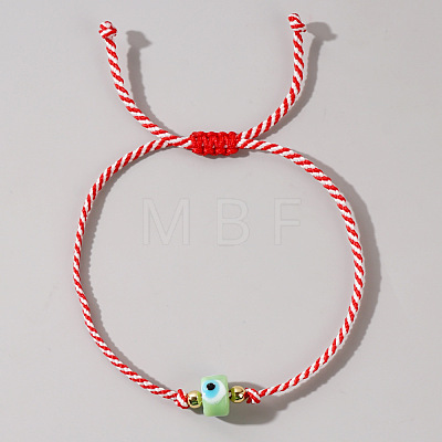 Adjustable Glass Evil Eye Braided Bead Bracelets for Men and Women PI2315-6-1