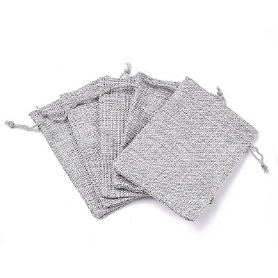 Polyester Imitation Burlap Packing Pouches Drawstring Bags X-ABAG-R004-14x10cm-11-1