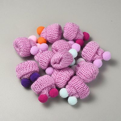 Woolen Crochet Mini Hat with Double Pom Pom Ball DIY-WH0032-56E-1