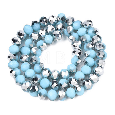 Electroplate Opaque Glass Beads Strands EGLA-A034-P8mm-M03-01-1