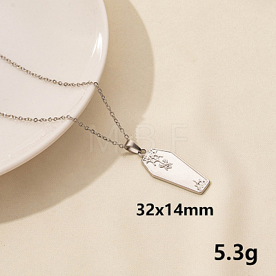 Stylish Stainless Steel Coffin Pendant Necklace for Women GL2077-9-1