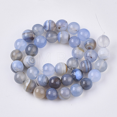 Natural Striped Agate/Banded Agate Beads Strands G-S359-046-1