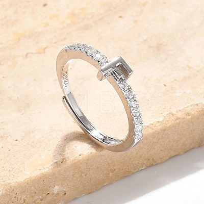 S925 Sterling Silver Adjustable Letter Rings for Women RJEW-M068-01P-F-1