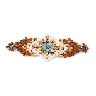Glass MIYUKI Delica Beads Braided Connector Charms PALLOY-MZ01412-03-1