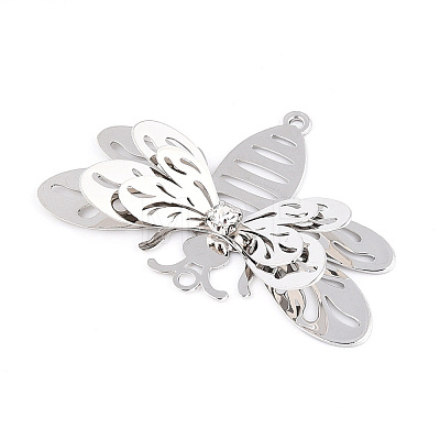 Brass Crystal Rhinestone 3D Bee Connector Charms KKC-T003-03P-1